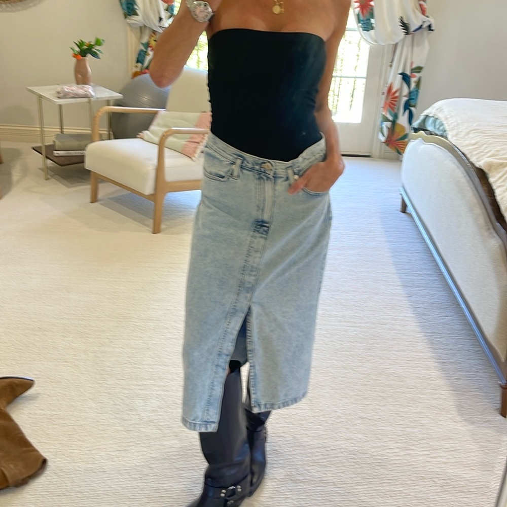 Mango Denim Slit Front Maxi Skirt